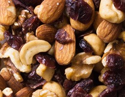 Harvest Trail Mix - Dry roasted salted cashews, whole raw almonds, walnut halves & pieces, dried cranberries